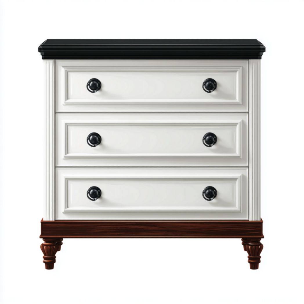 Coiffeuse de chambre en bois noir et blanc-Abden Furniture