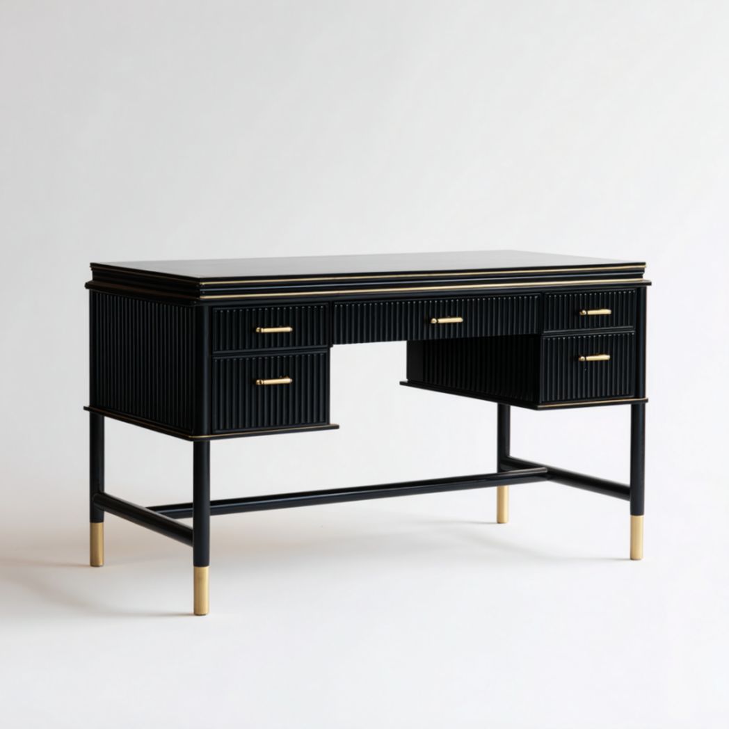 Bureau avec rangements en panneaux de bois et structure en acier-Famoc Furniture