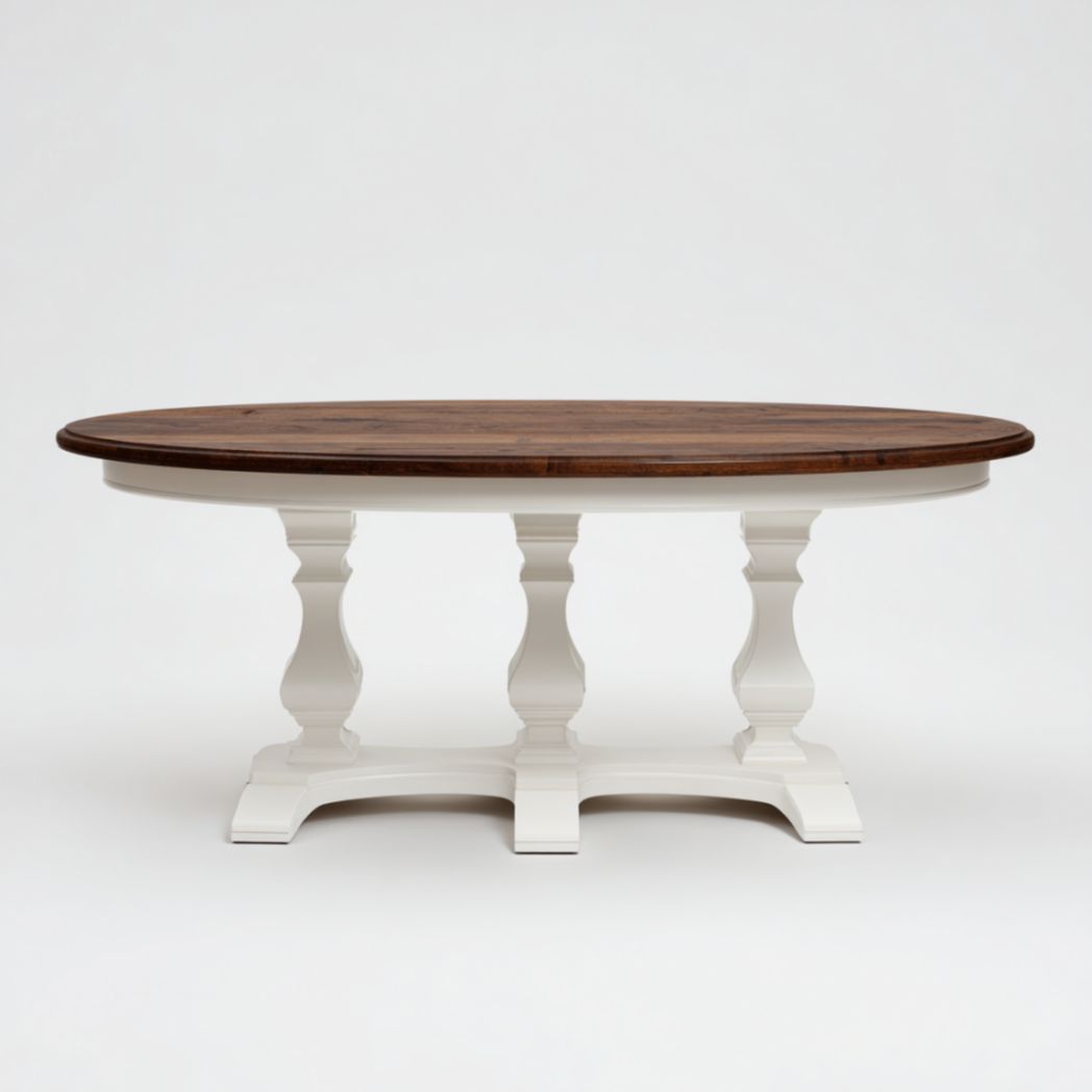 Table ronde double piedestal bois bicolore-Famoc Furniture