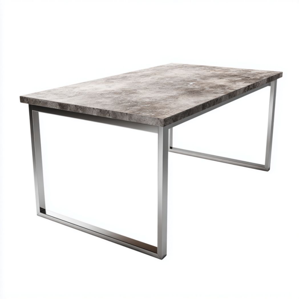 Table rectangulaire avec plateau en pierre et piètement en acier inoxydable-Famoc Furniture