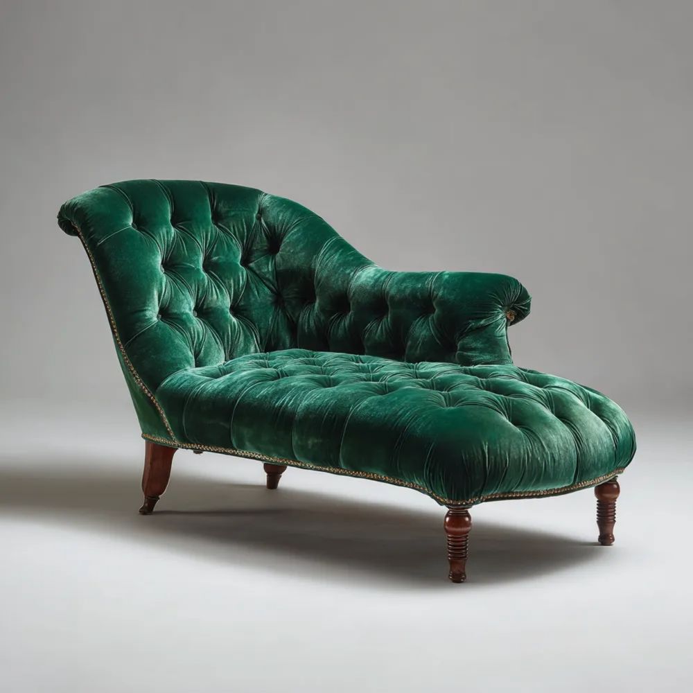 Chaise longue velours Vert 150x70x85 cm - Design classique