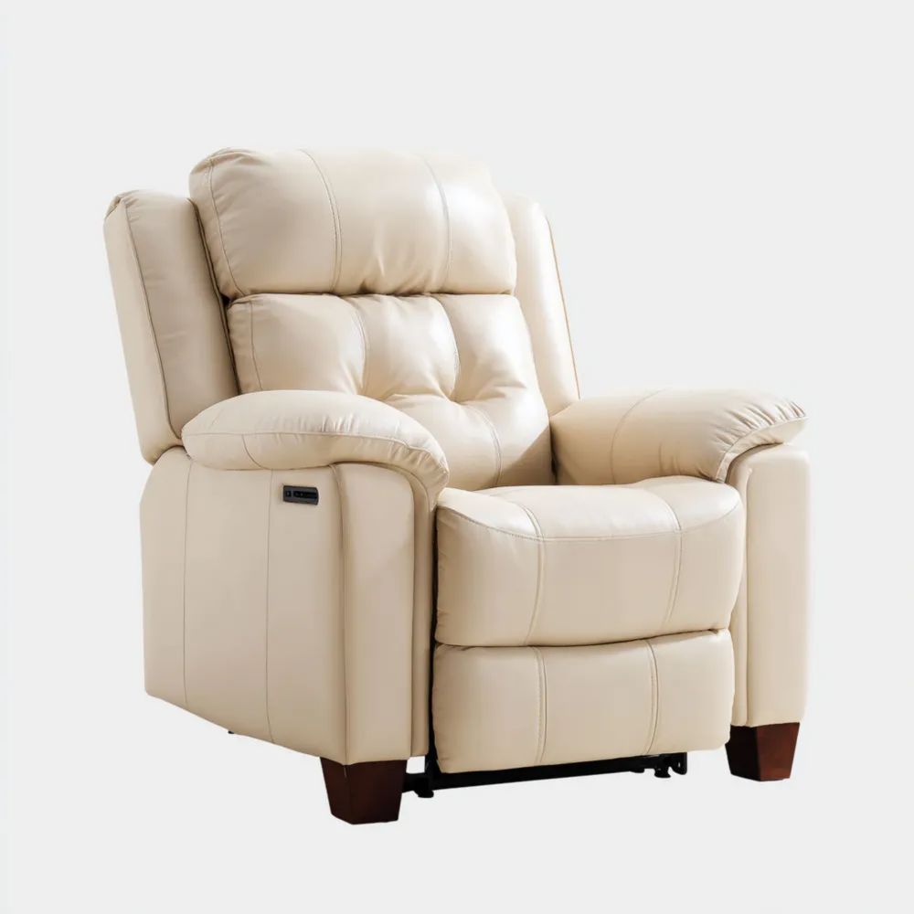 Fauteuil inclinable cuir Beige - Confort moderne 85x95x100 cm