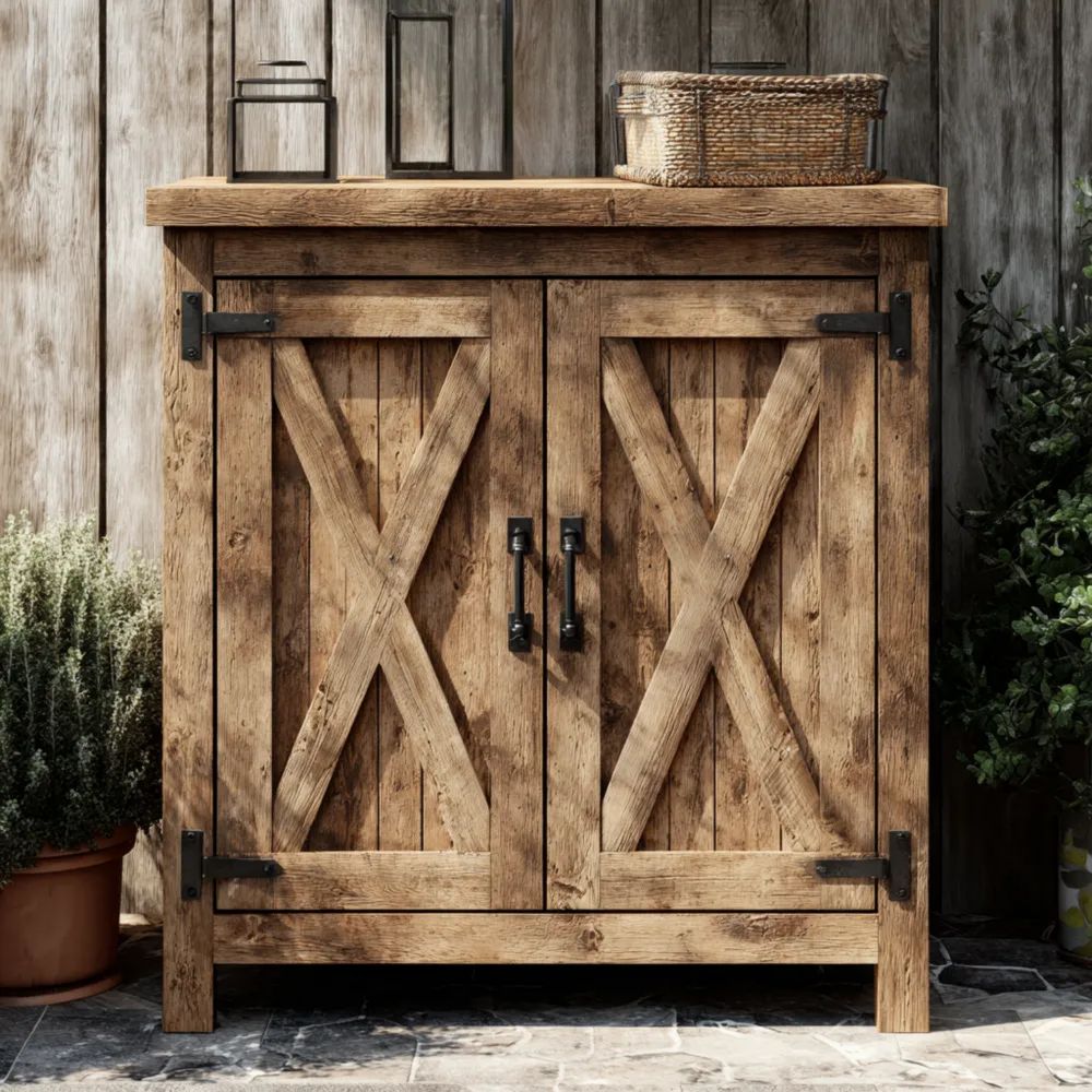 Buffet en bois 90x40x80 cm – Marron Rustique – Style Campagne