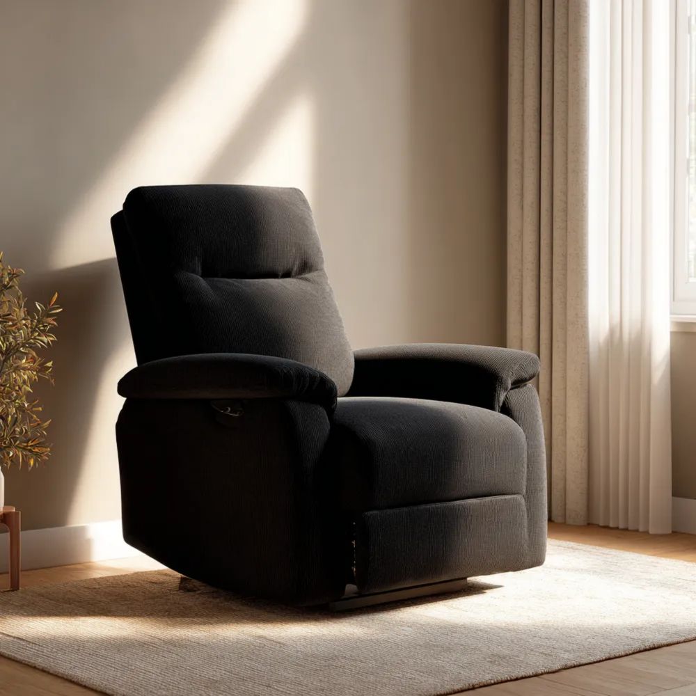 Fauteuil de détente 85x90x100 cm - Tissu - Noir - Design Moderne