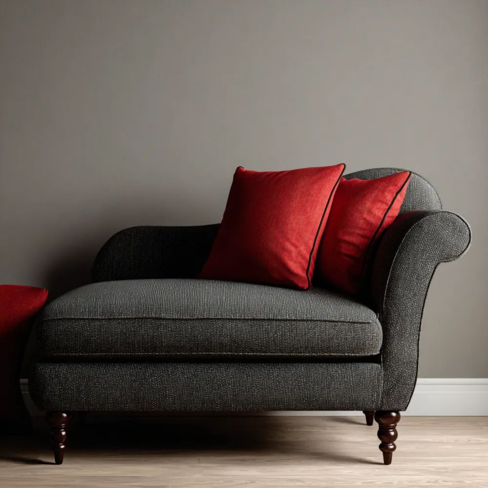 Chaise de Détente Tissu 150x85x75 cm - Gris Foncé/Rouge - Design Classique