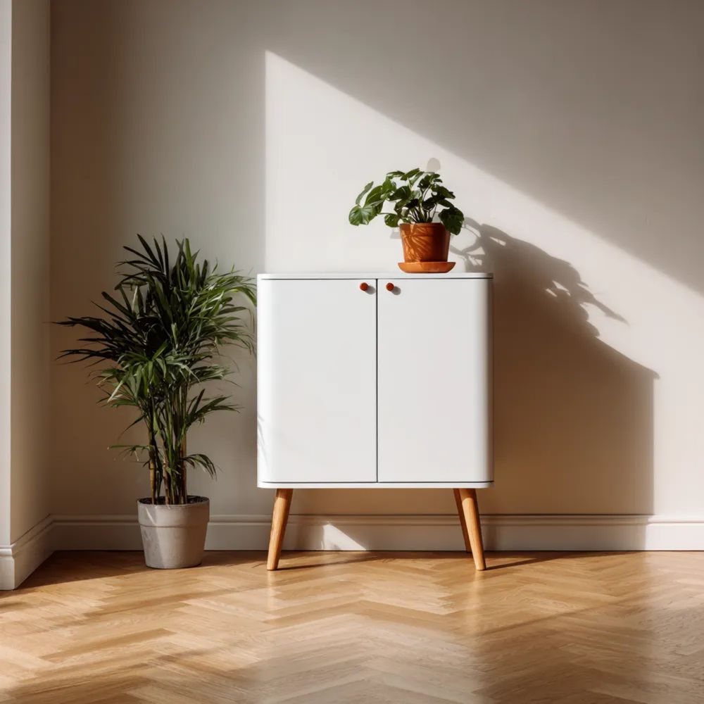 Armoire de rangement Bois Blanc 80x35x90 cm - Design Scandinave