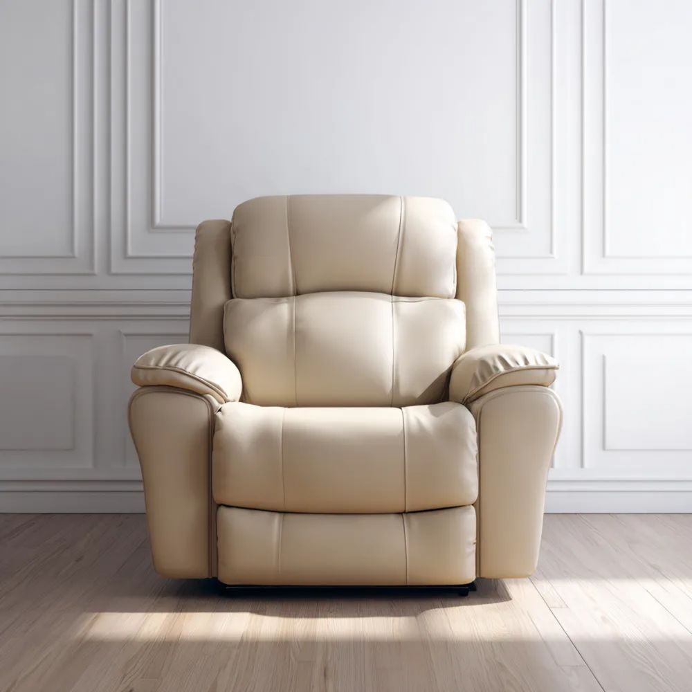 Fauteuil inclinable en Cuir synthétique Beige 90x95x100 cm