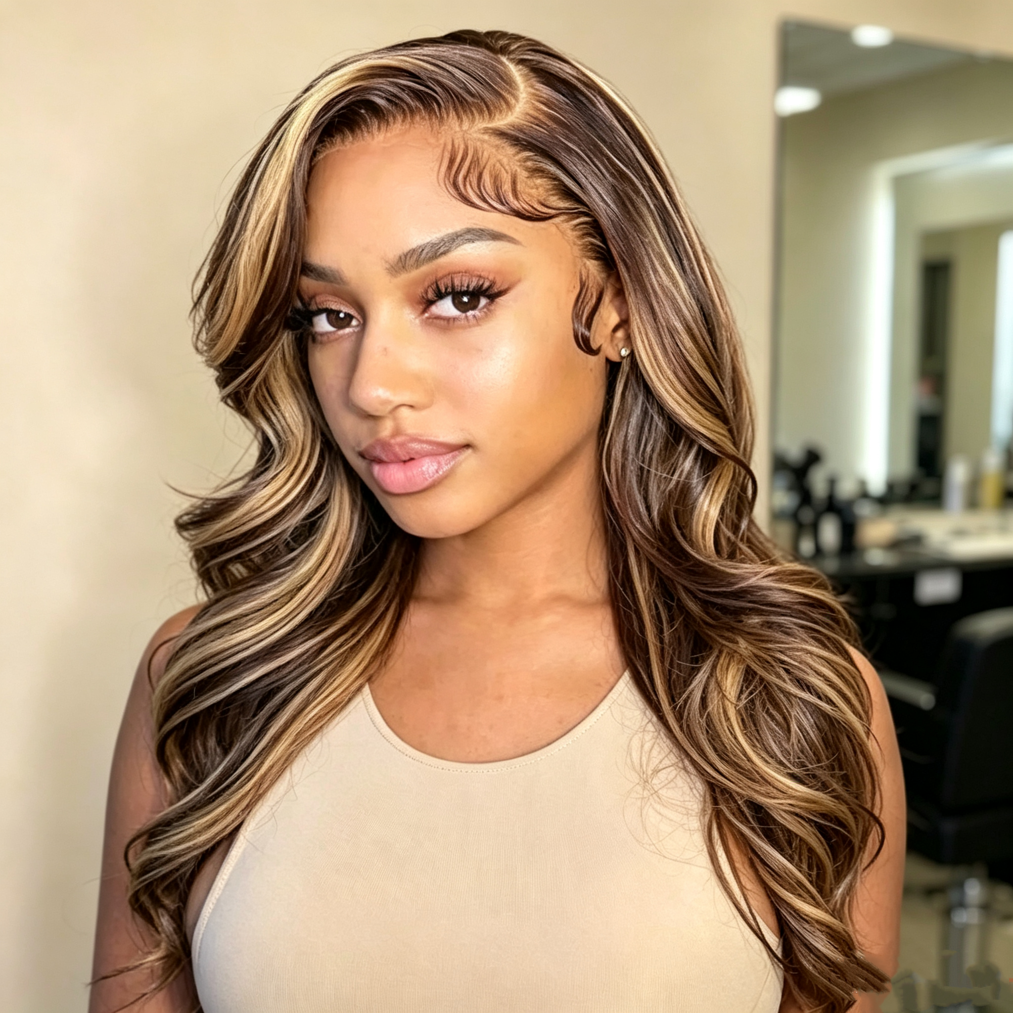 13x4 Honey Brown Lace Front Wig – 30 Inch Premium Human Hair Body Wave Wig with Natural Melted Hairline