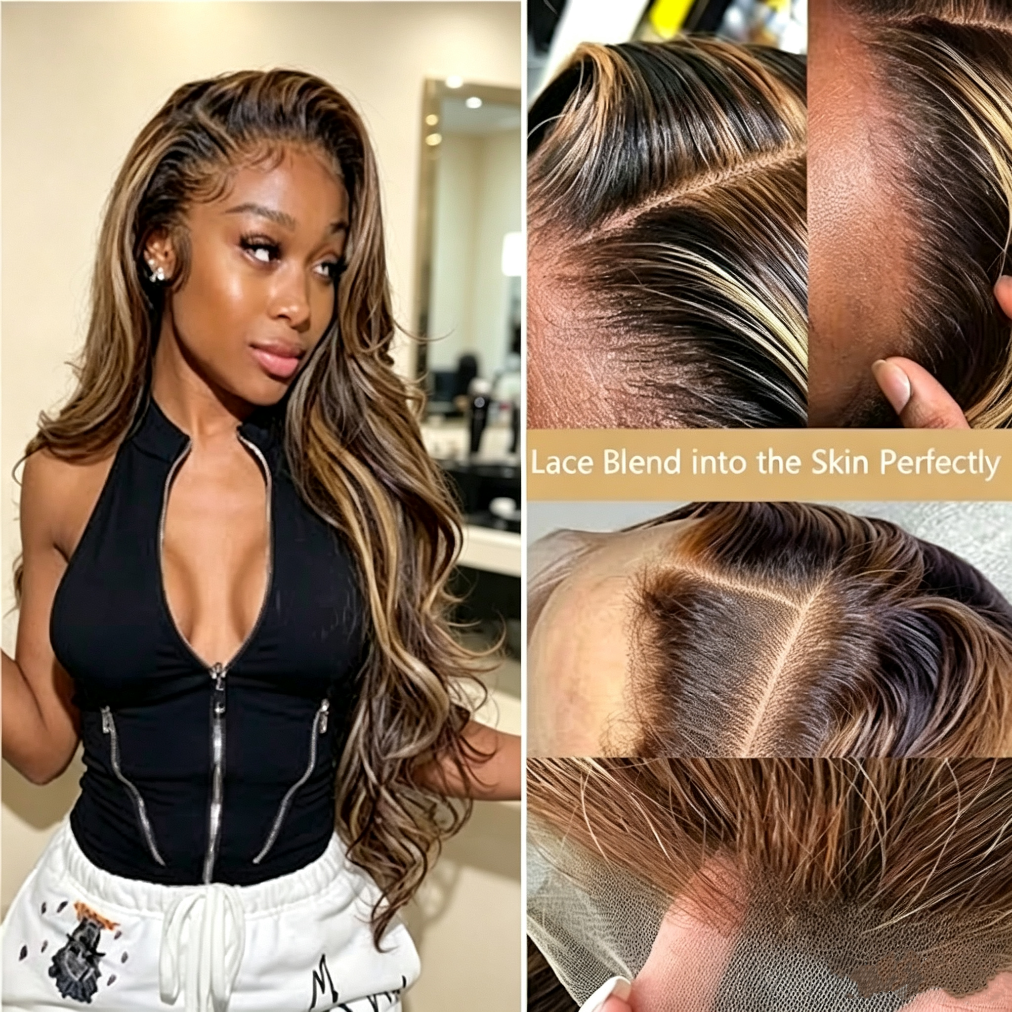 13x4 Honey Brown Lace Front Wig – 30 Inch Premium Human Hair Body Wave Wig with Natural Melted Hairline