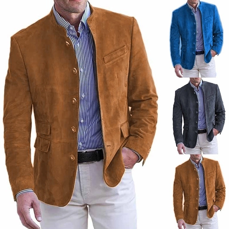 Men's vintage mid-length leather jacket