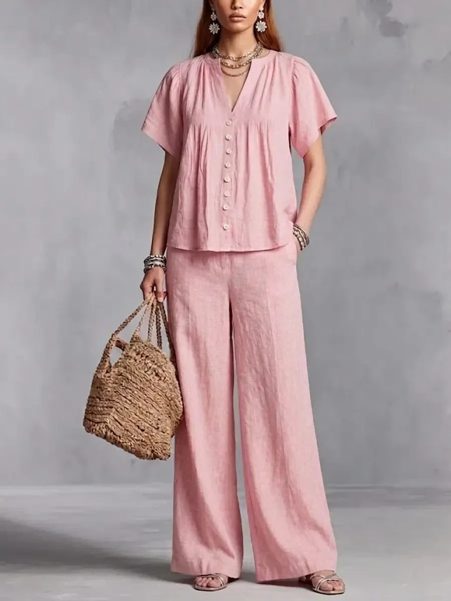 Relaxed Linen Set in Sage Garden Green