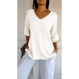 🔥Hot Sale 49% OFF👍🏻💖Solid Color Knitted V-neck Top💖(Buy 2 Free Shipping)