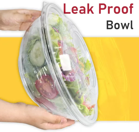 160 oz Clear Disposable Round Plastic Salad Bowl Sets