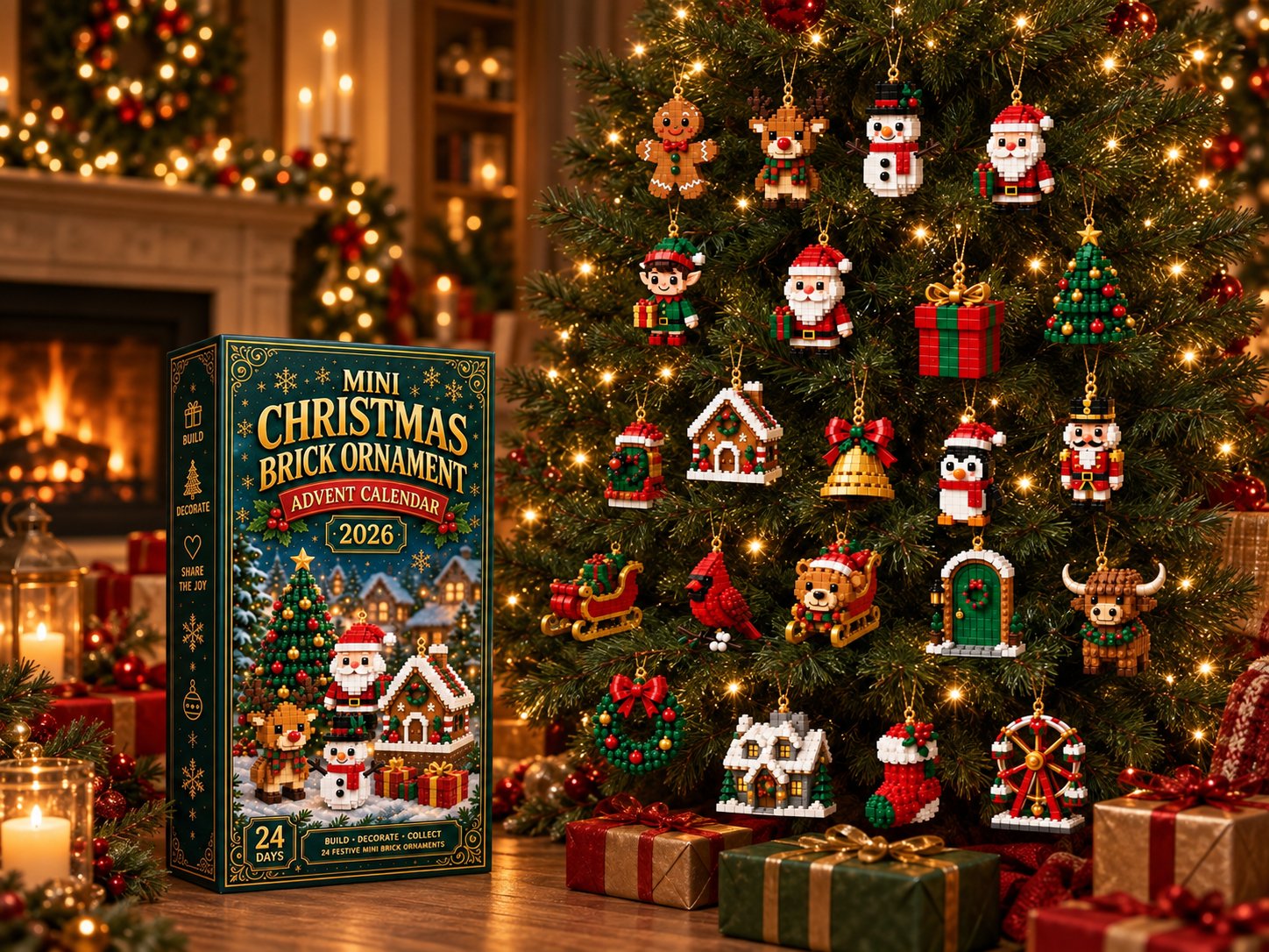 Christmas tree decorated with mini ornaments