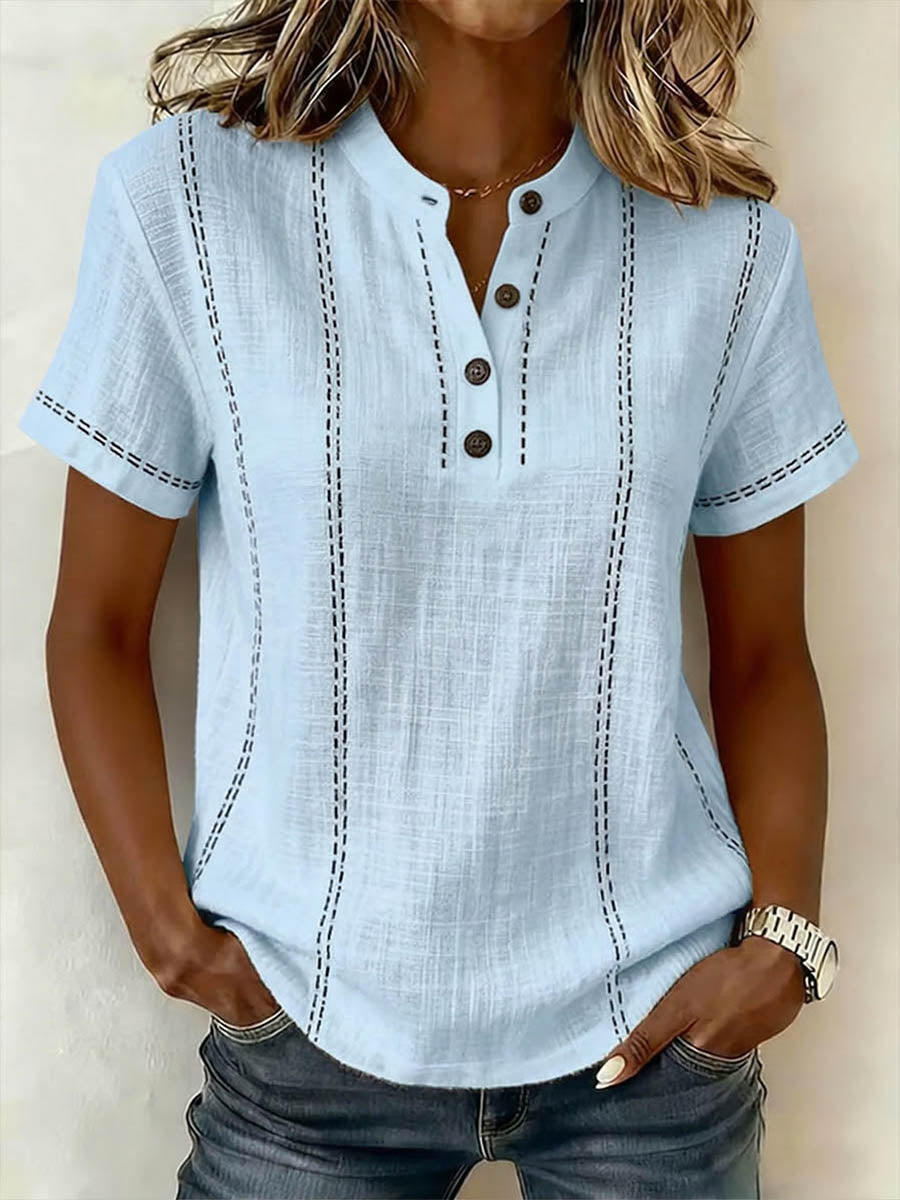 New Arrivals🔥 Women's V-neck Short-sleeve Casual Loose Cotton-linen Top