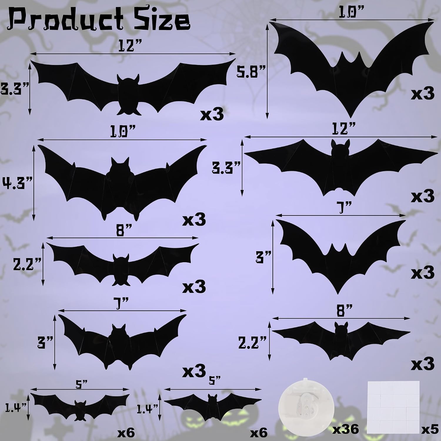 3D Halloween Flying Bats with LED Lights – Spooky Wall Decor for Home & Parties