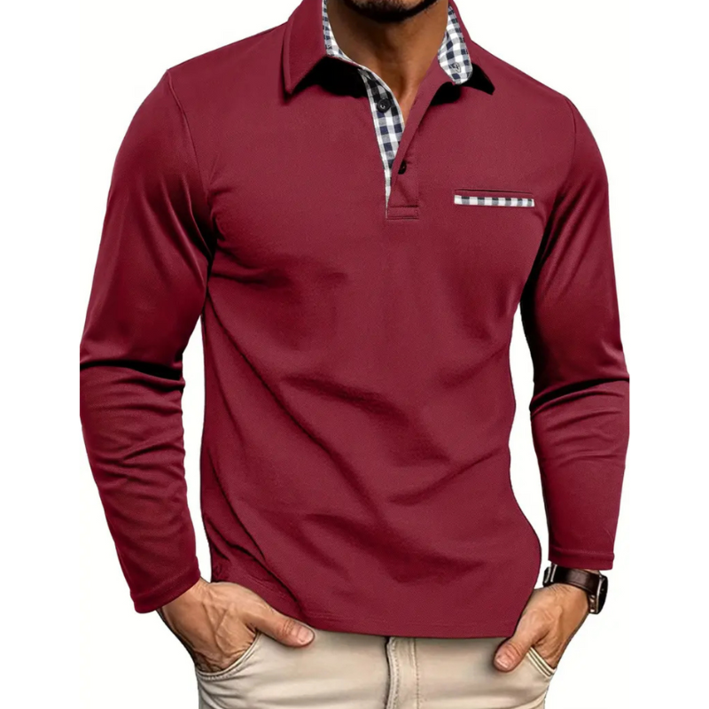 Burgundy long sleeve polo