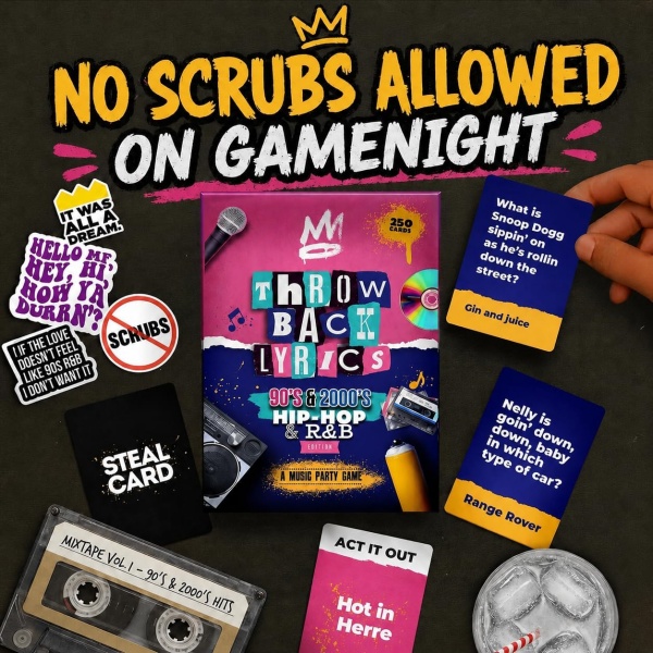 90s & 2000s Throwback Music Card Game – Nostalgic Hip-Hop & R&B Party Game for Adults
