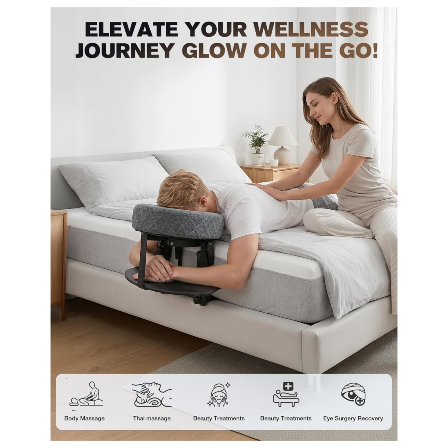 Adjustable Massage Headrest for Bed – Relax Comfortably at Home
