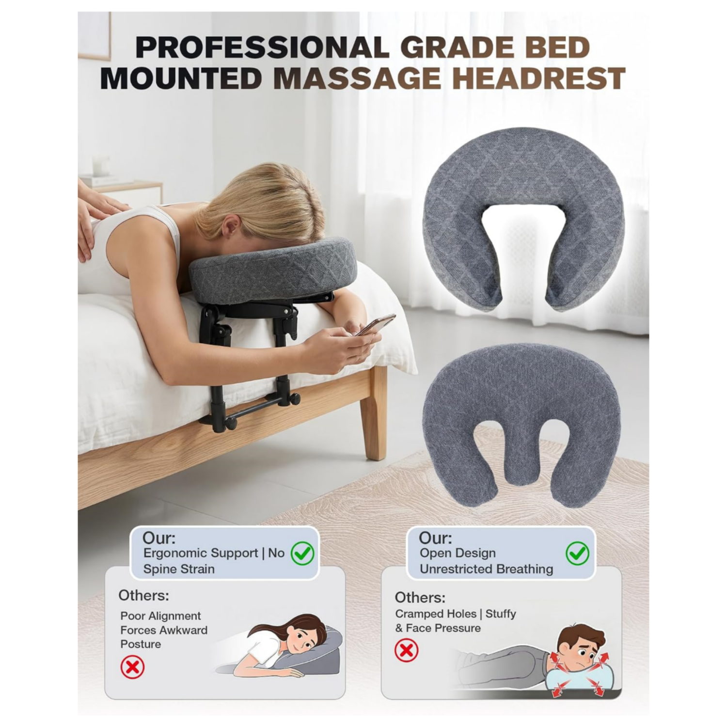 Adjustable Massage Headrest for Bed – Relax Comfortably at Home