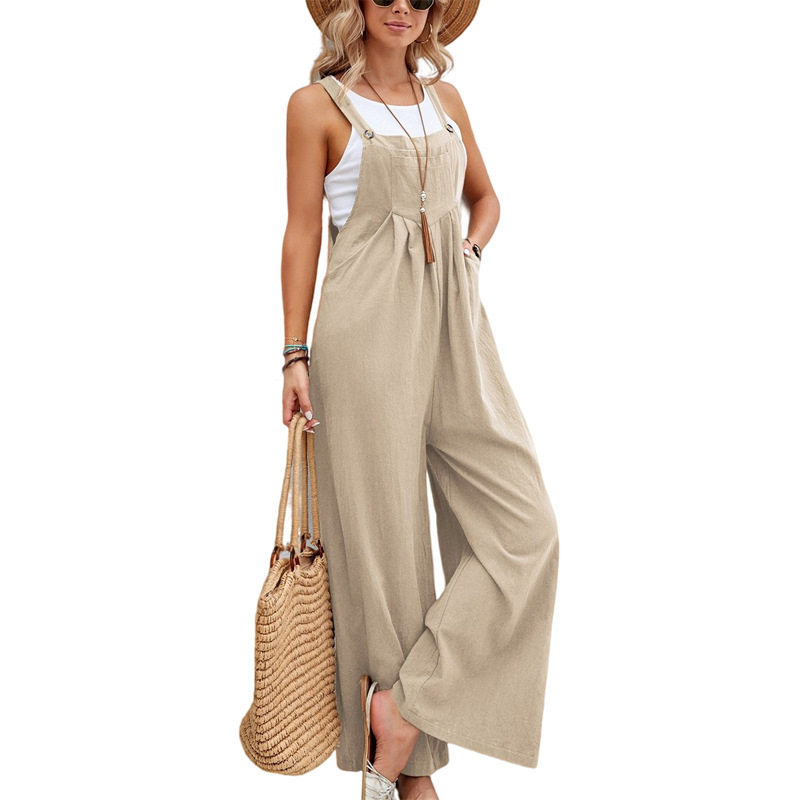 Trendy solid color casual overalls
