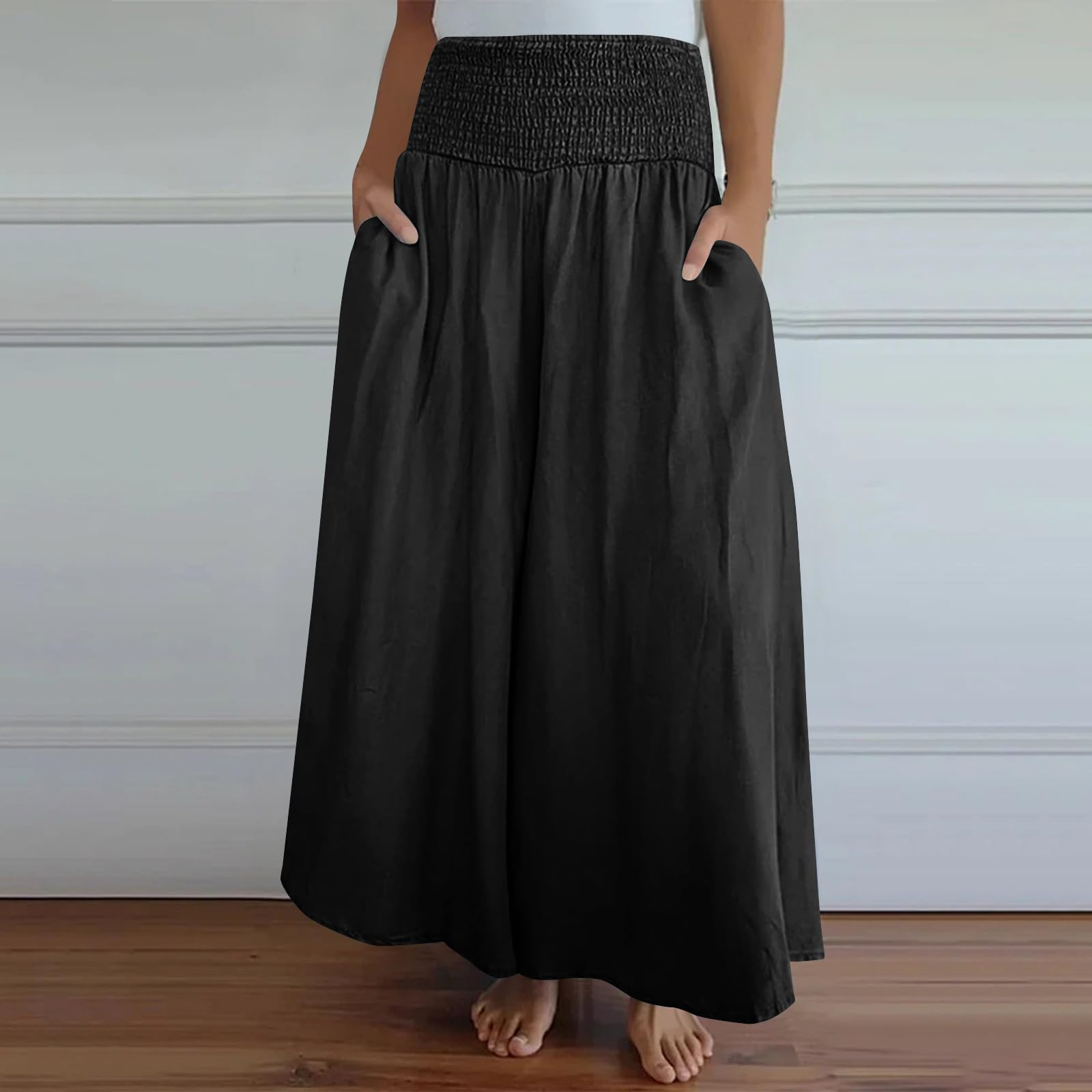 Women's Fashion Casual Wide-Leg Elastic-Waist Pants-XC