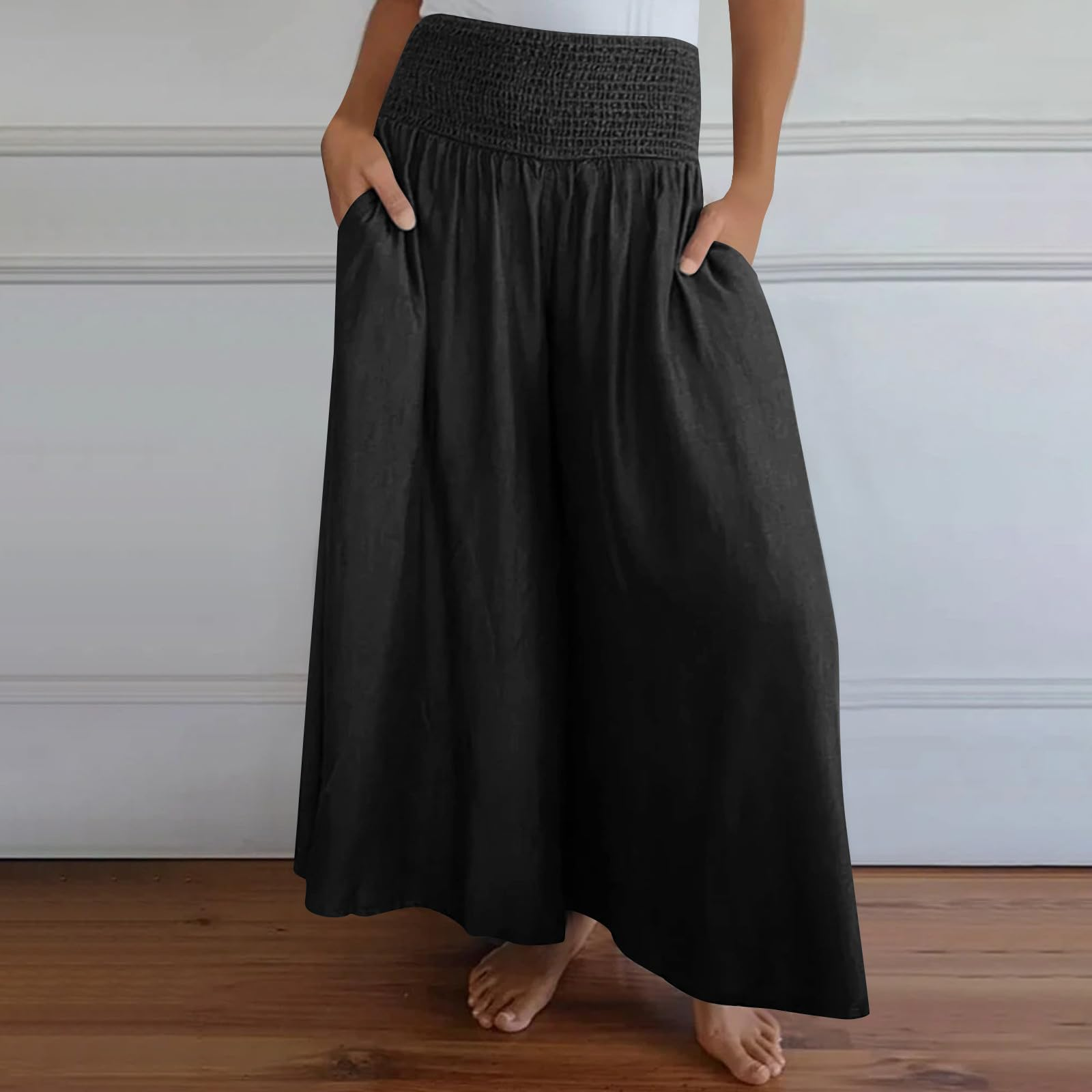 Women's Fashion Casual Wide-Leg Elastic-Waist Pants-XC