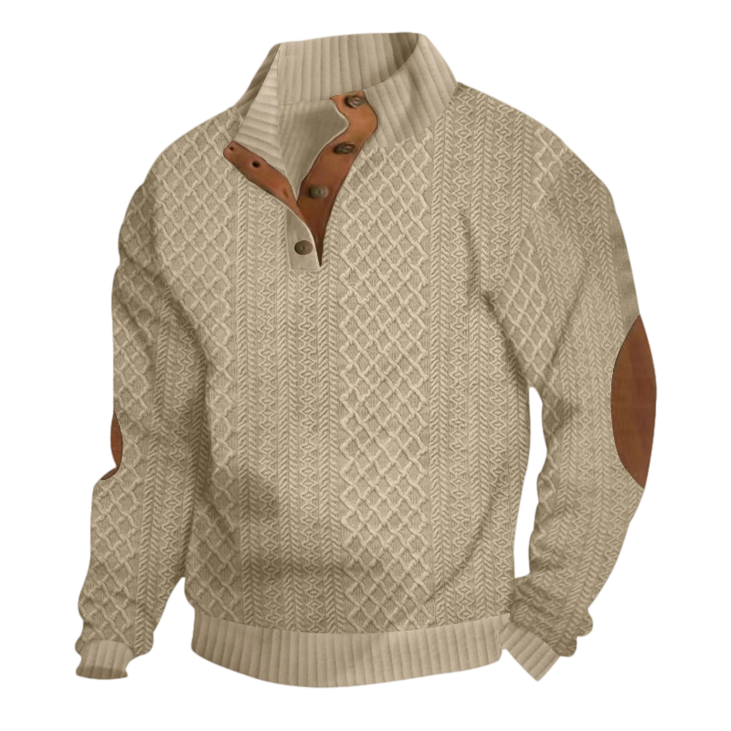 Siegfried men's khaki cable knit stand collar sweater