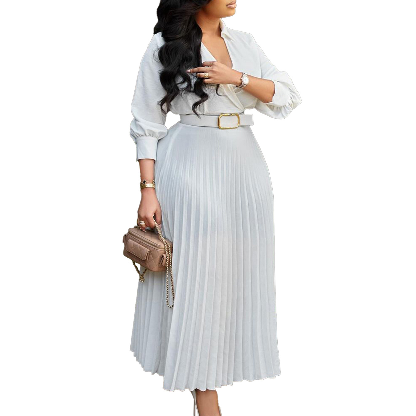 Women's solid color plus size cross-border dress