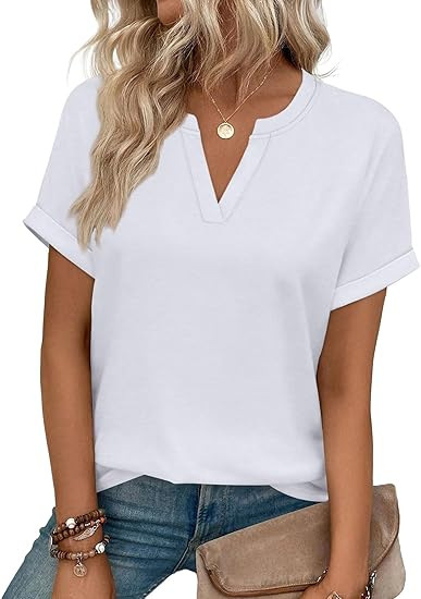 Resort Style T-Shirt, New Spring/Summer Style, V-Neck, Casual and Simple Women's Top