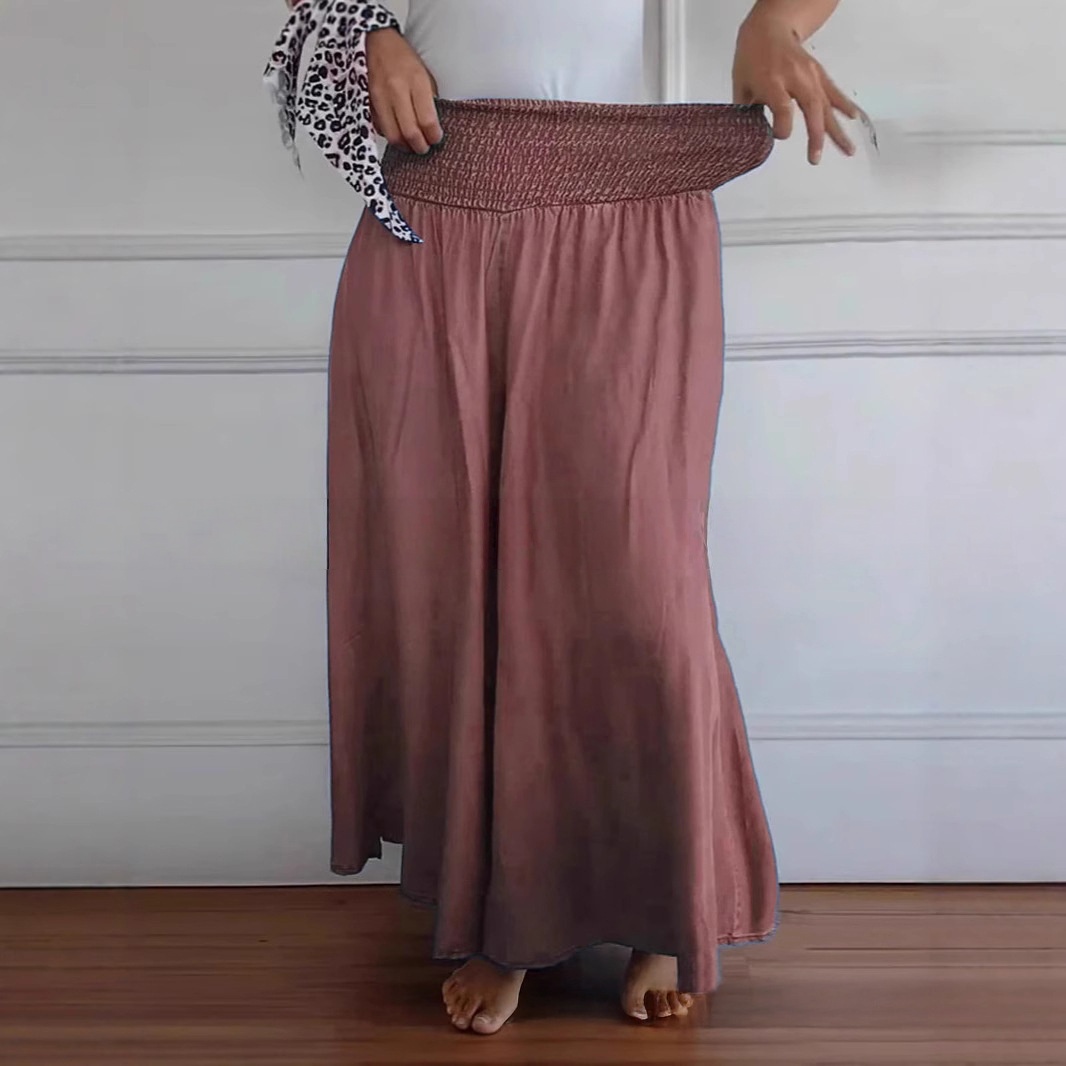 Women's Fashion Casual Wide-Leg Elastic-Waist Pants-XC