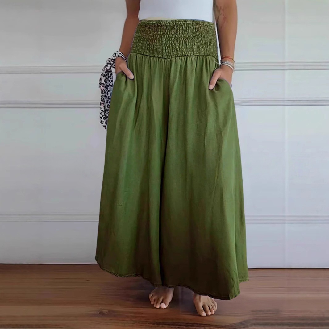 Women's Fashion Casual Wide-Leg Elastic-Waist Pants-XC