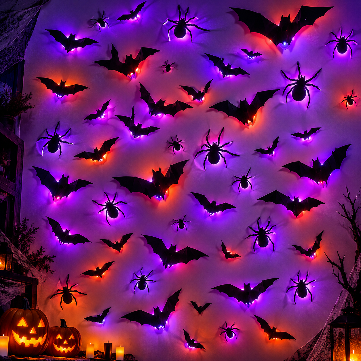 3D Halloween Flying Bats with LED Lights – Spooky Wall Decor for Home & Parties