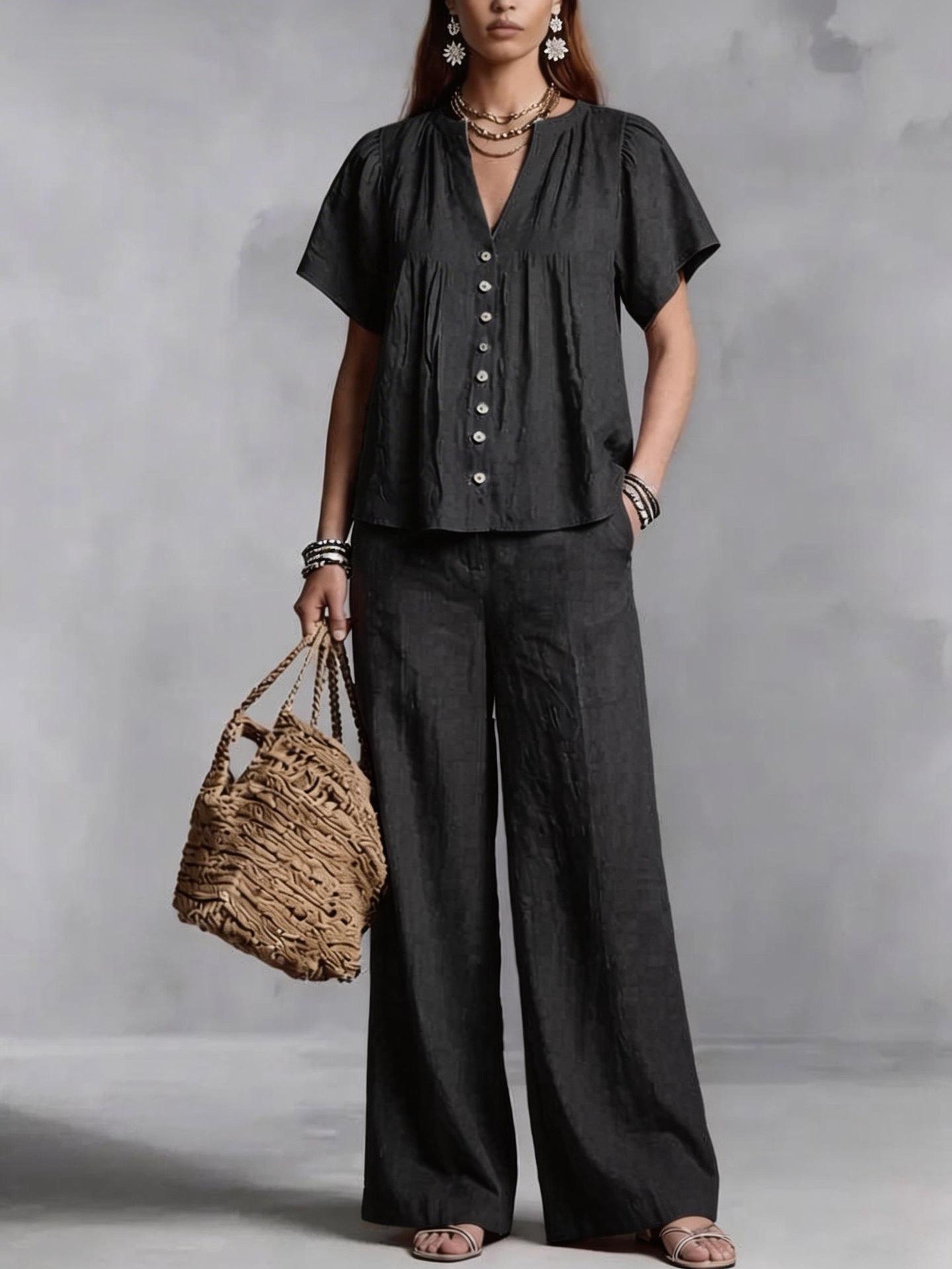 Stylish Linen Set in Serene Sky Blue