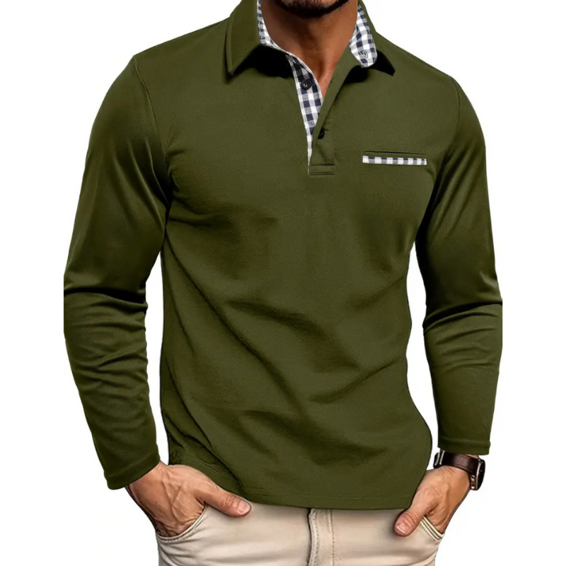 Green long sleeve polo