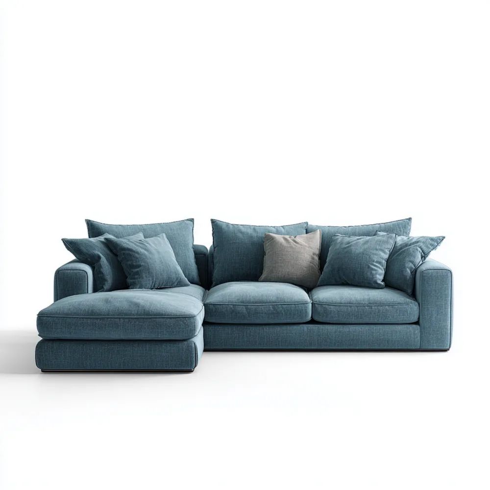 Divano angolare 300x150x85 cm - Tessuto - Blu/Grigio - Design Moderno-Aestorano