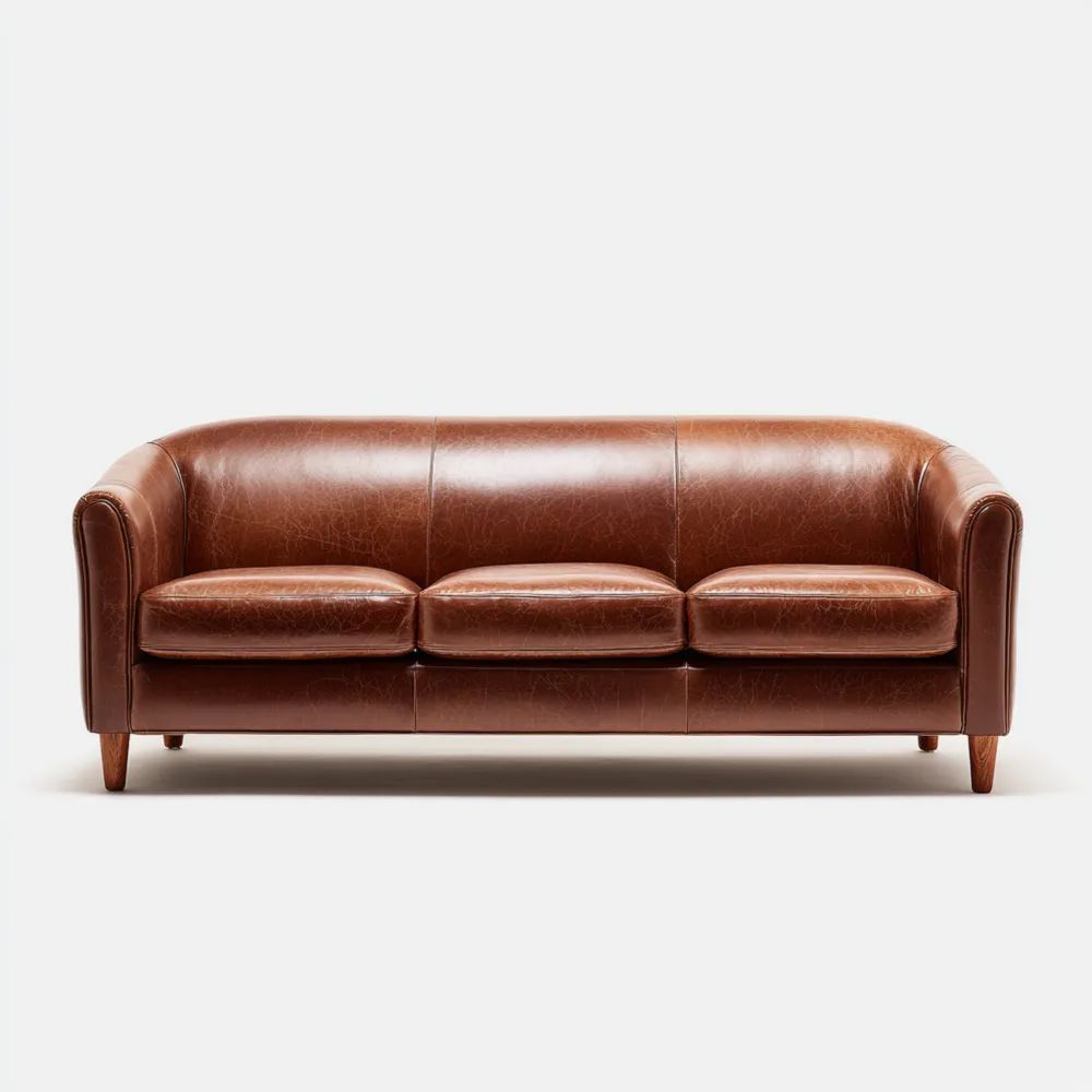 Divano a tre posti in pelle 210x85x90 cm - Marrone - Design classico-Aestorano