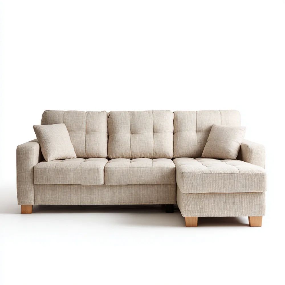 Divano angolare in tessuto 250x150x90 cm - Beige - Design moderno-Aestorano