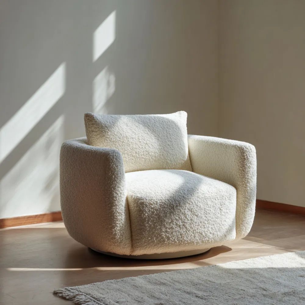 Poltrona in tessuto bouclé 80x85x90 cm - Bianco - Design moderno-Aestorano