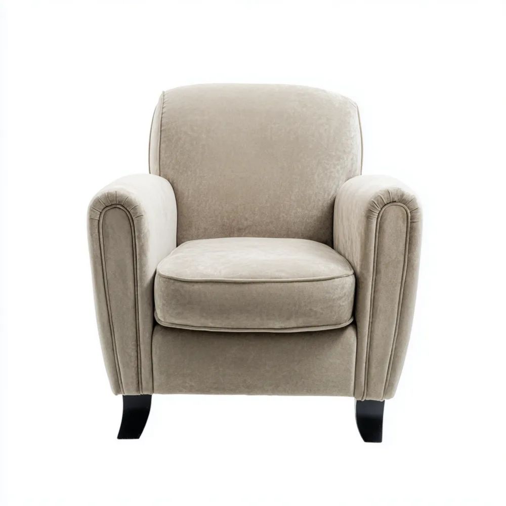 Poltrona in Velluto 85x80x95 cm - Beige - Design Classico-Aestorano