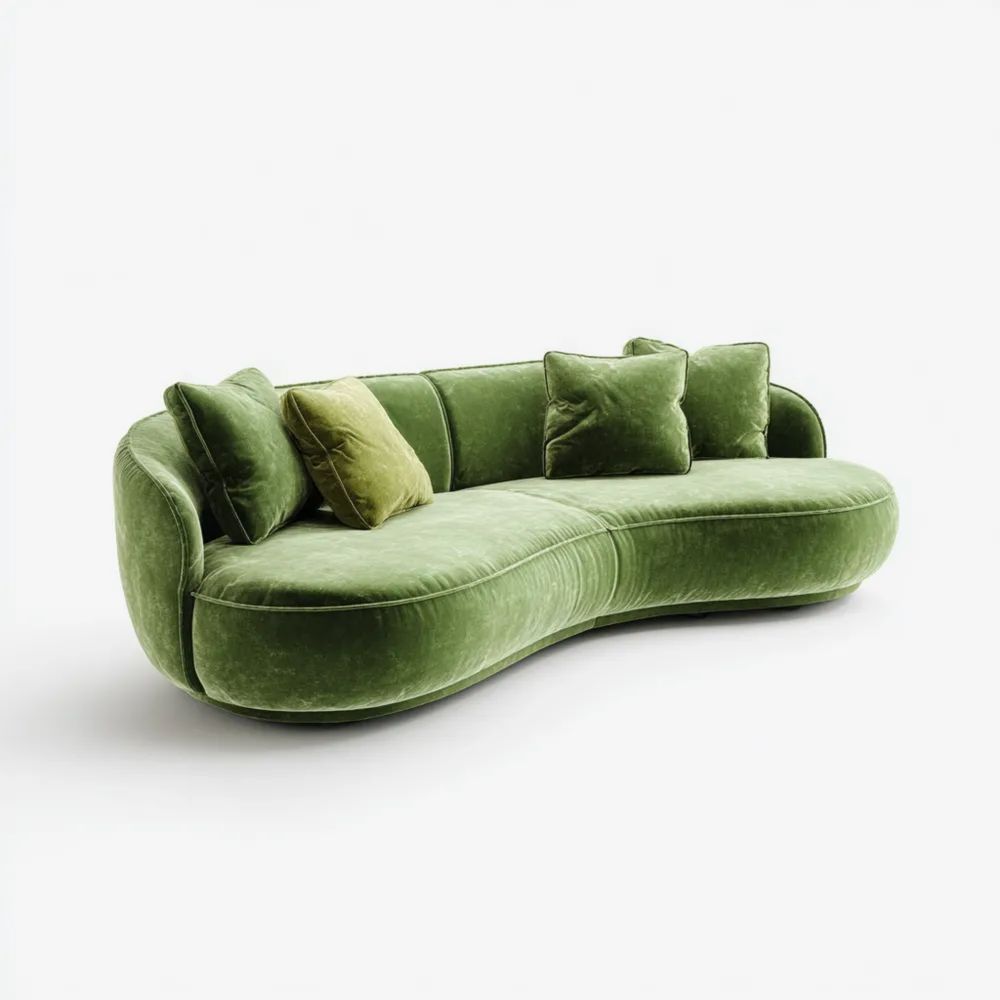 Divano modulare in velluto 220x90x80 cm - Verde - Design contemporaneo-Aestorano