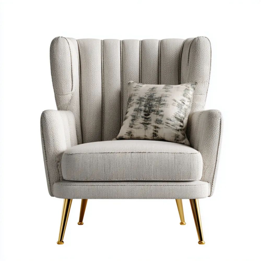 Poltrona in tessuto 80x90x100 cm - Beige - Design moderno-Aestorano