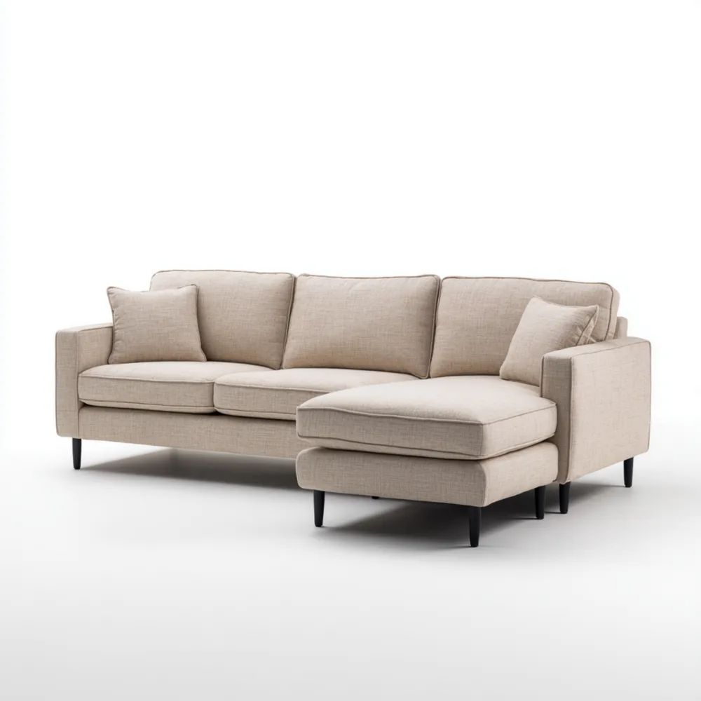 Divano ad Angolo in Tessuto 270x150x85 cm – Beige – Design Moderno-Aestorano