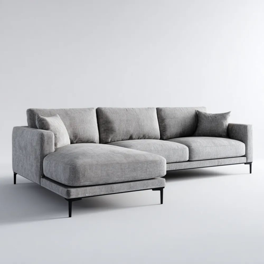 Divano angolare in tessuto 280x160x85 cm – Grigio – Design contemporaneo-Aestorano