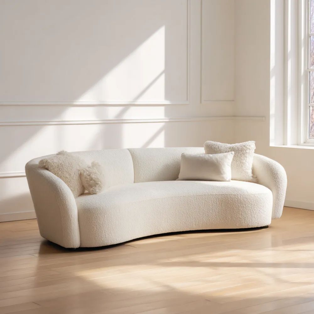 Divano moderno in tessuto bouclé 230x95x80 cm - Bianco-Aestorano