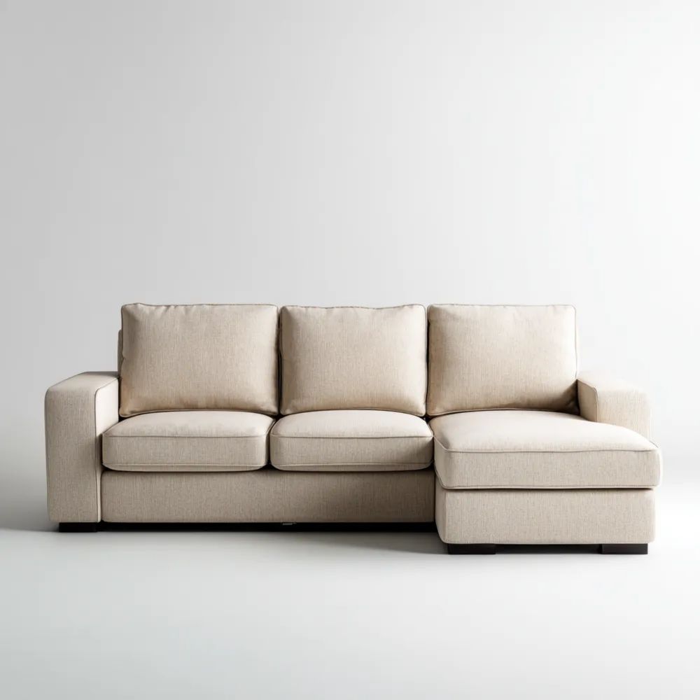 Divano angolare in tessuto Beige 220x90x85 cm – Design moderno-Aestorano