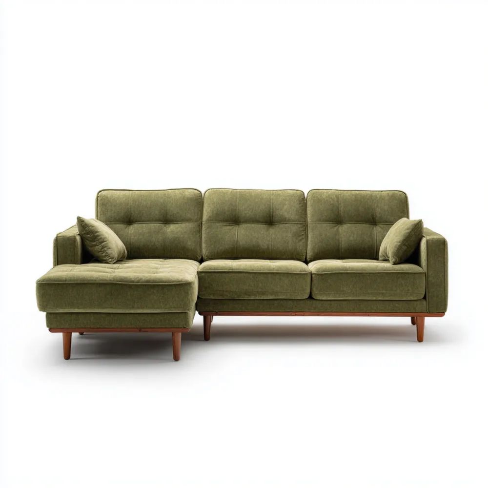 Divano angolare in tessuto 200x90x85 cm - Verde Oliva - Design moderno-Aestorano