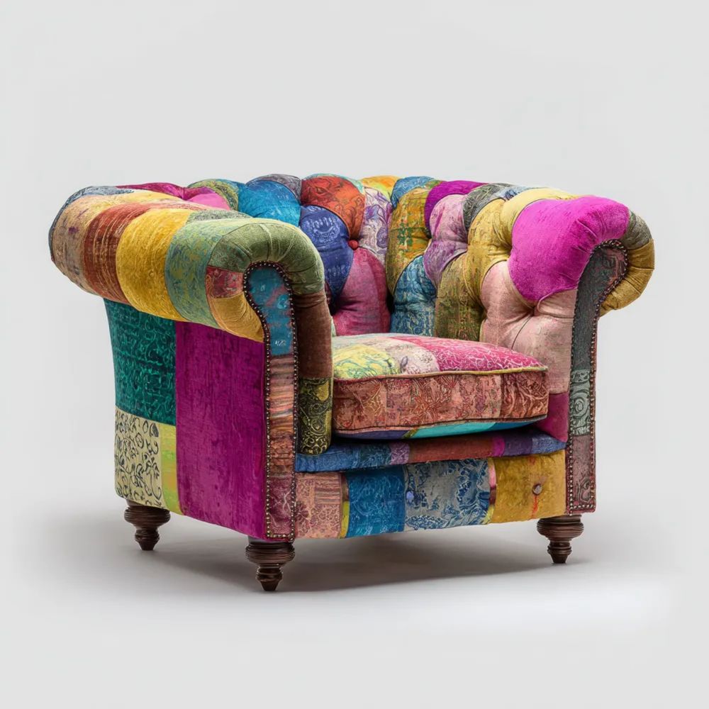 Poltrona patchwork 90x80x75 cm - Multicolore - Design eclettico-Aestorano