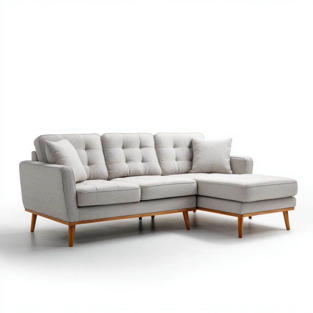 Divano angolare in tessuto 250x150x85 cm - Grigio Chiaro-Aestorano