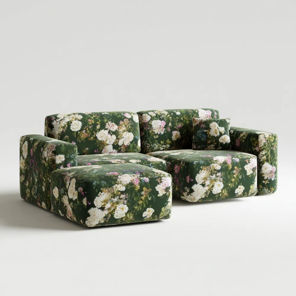 Divano Angolare 280x150x90 cm - Tessuto Floreale - Design Classico-Aestorano